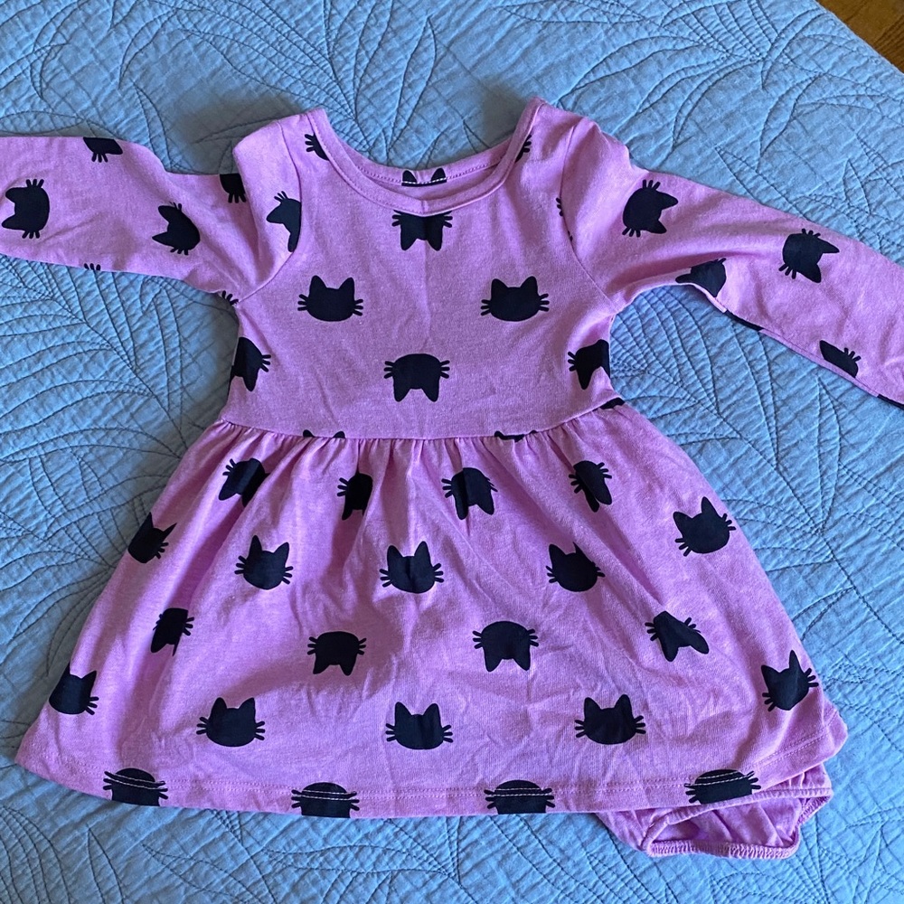 Cat & Jack Pink Dress with Black Cat Print